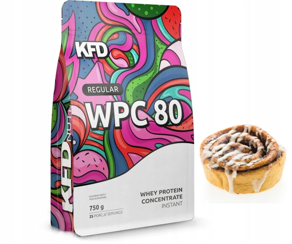Protein supplement KFD WPC 80 powder 750g taste CINAMON ROLLS
