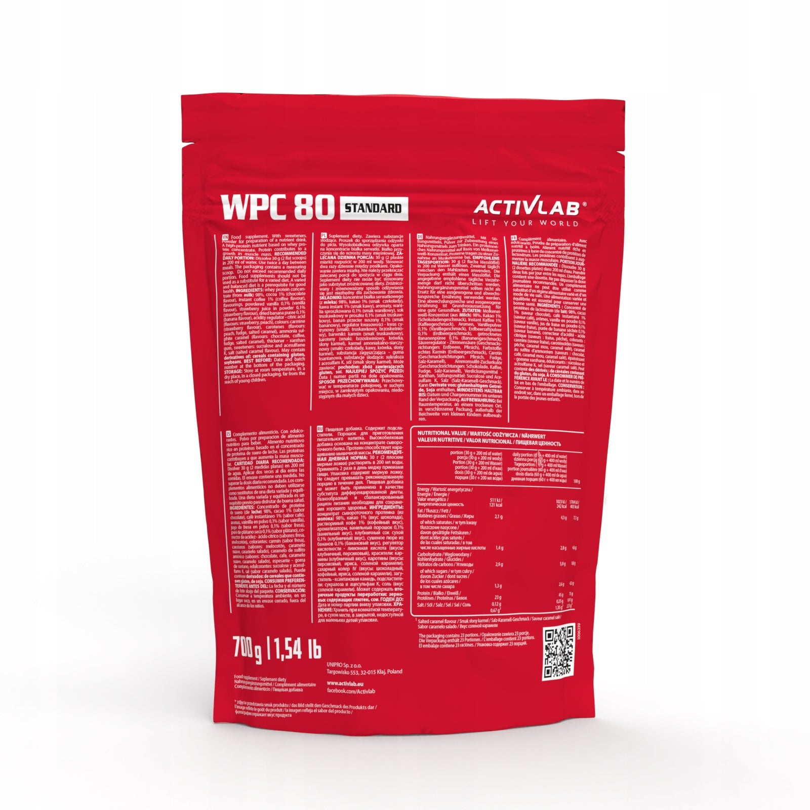 Protein supplement WPC 80 Activlab 700 g Fudge whey protein Expiration date at least 1 year from the date of purchase