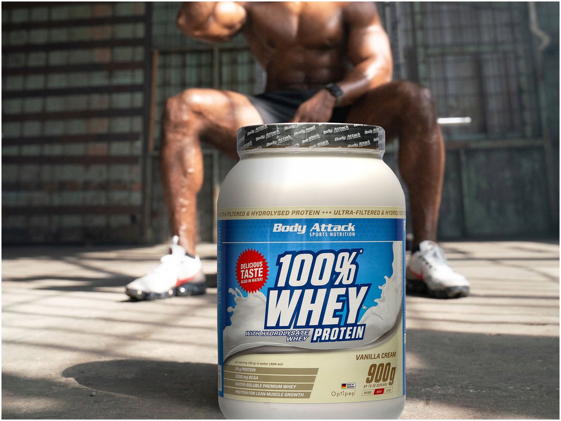 Protein supplement protein blend Body Attack powder 900 g vanilla flavour Manufacturer code 1000005124#100