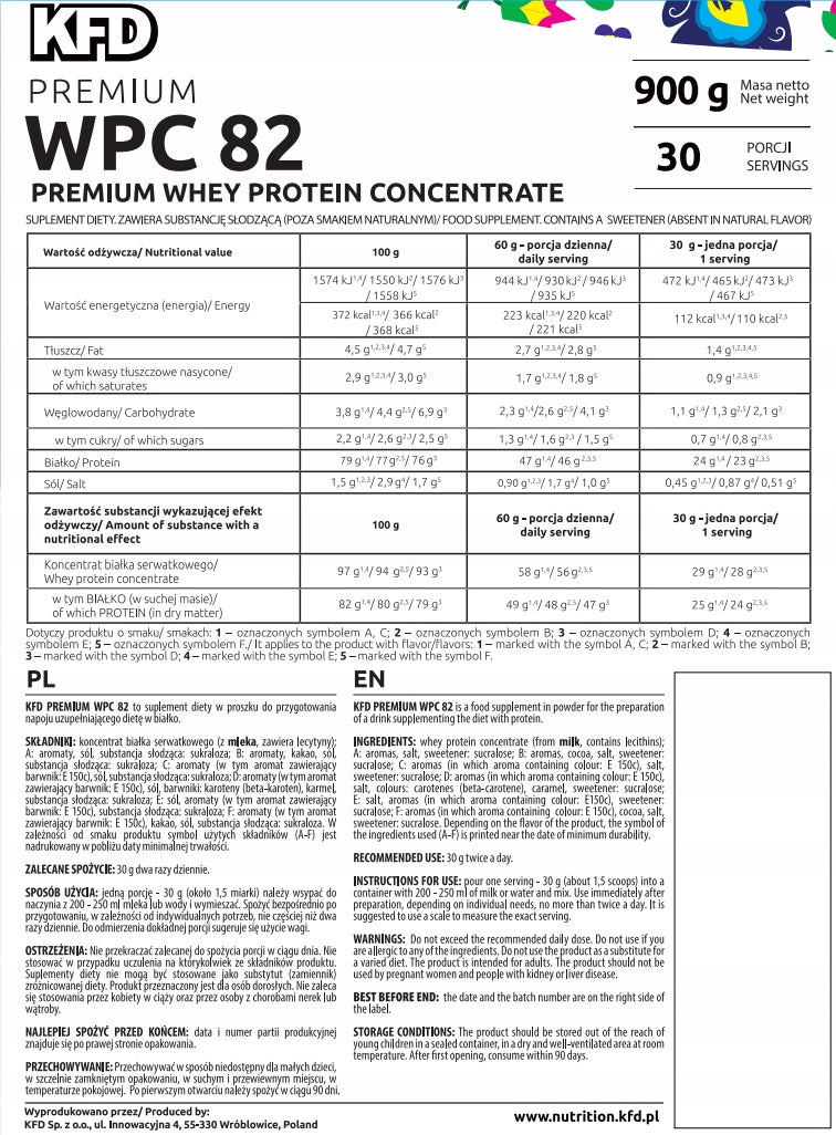 Protein supplement protein concentrate - WPC KFD 900g BANANA - STRAWBERRY Expiration date at least 1 month from the date of purchase