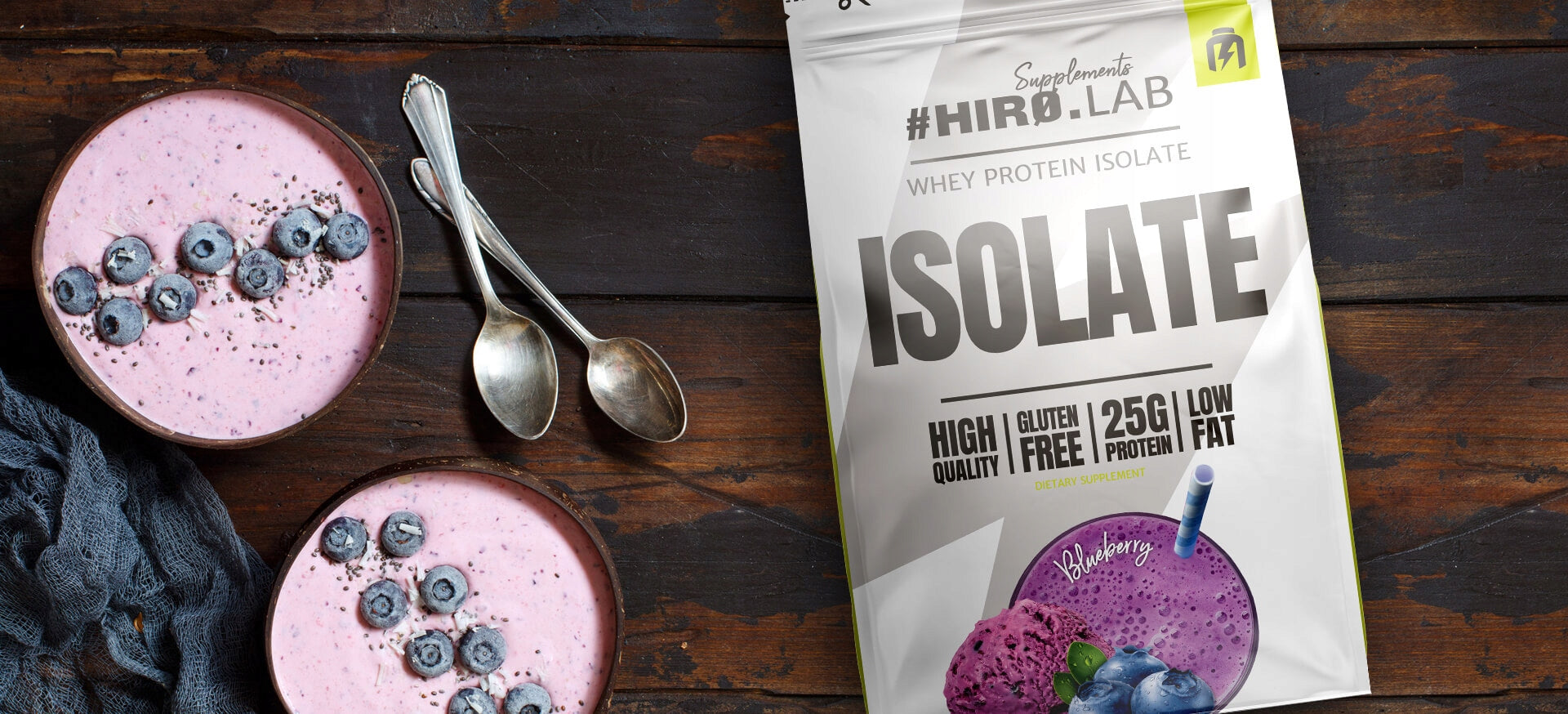 Protein supplement protein isolate - WPI HIRO.LAB ISOLATE 700 g taste berry Expiration date at least six months from the date of purchase