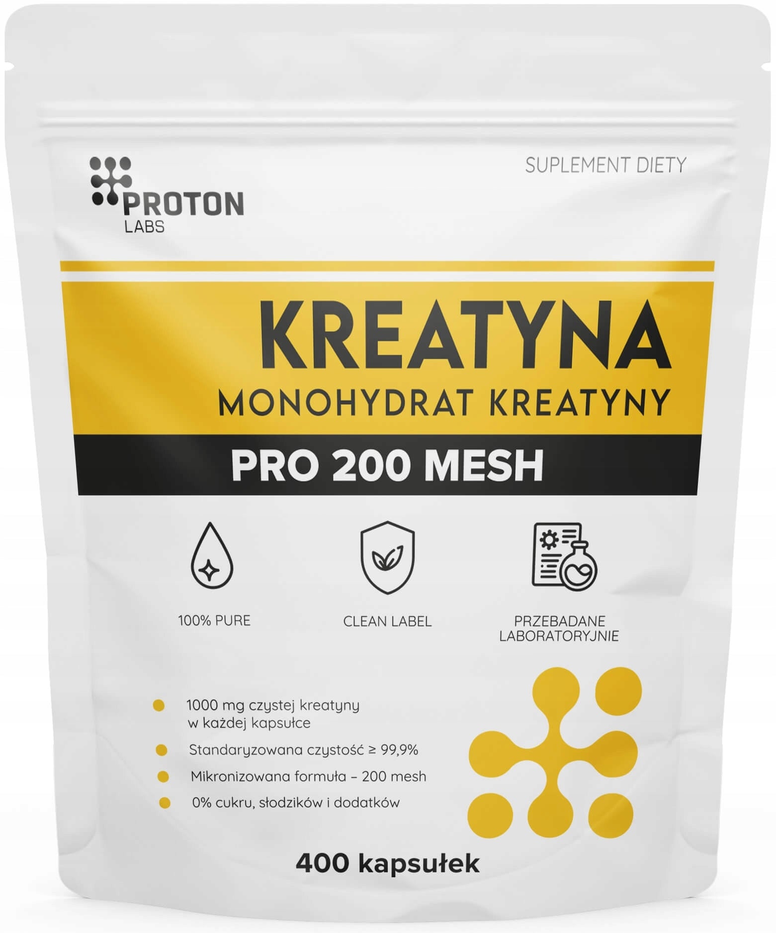 Proton Labs CREATINE MONOHYDRAT PRO Micronized 200 mesh 99,9% 400 kaps