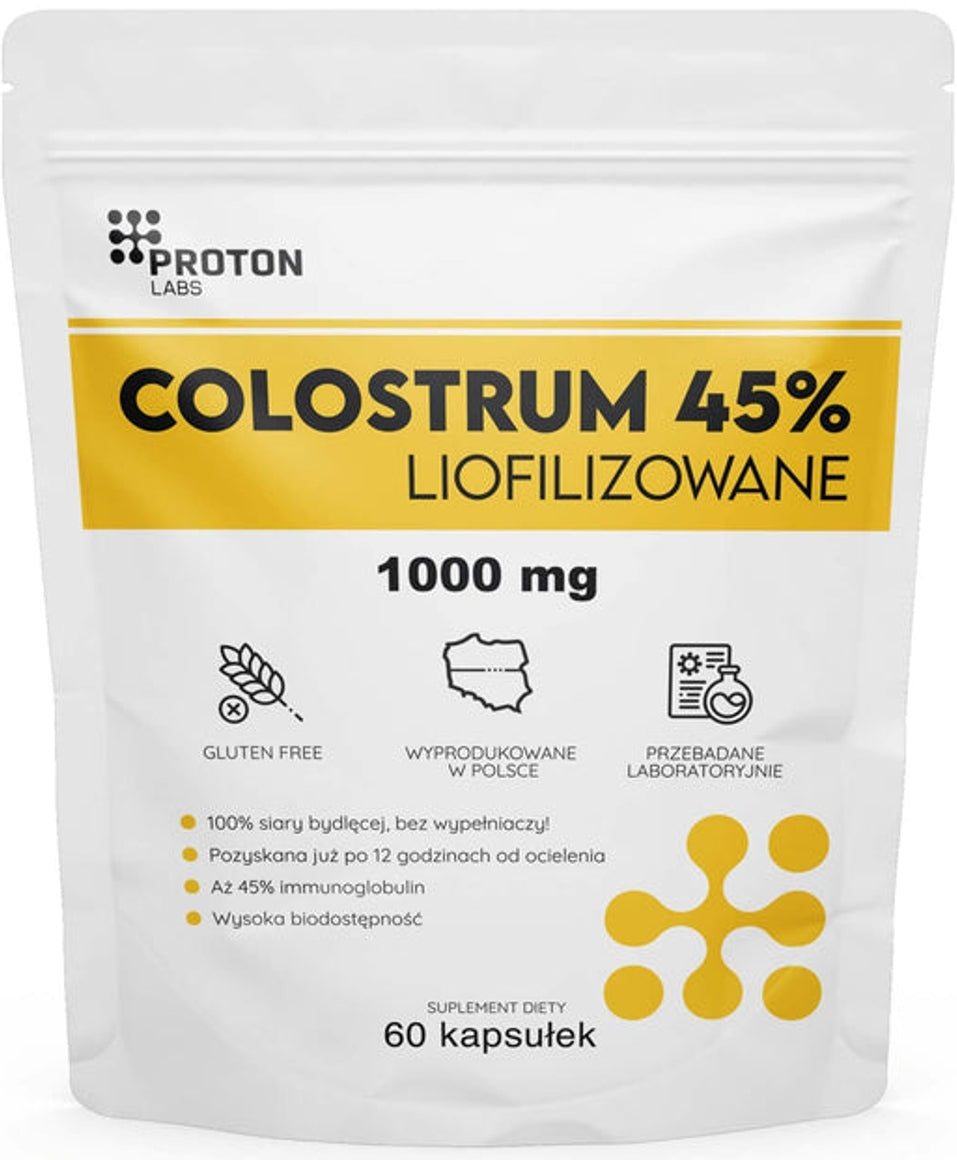 Proton Labs - Colostrum Lyophilized 45% immunoglobulins 1000 mg | 60 kaps.