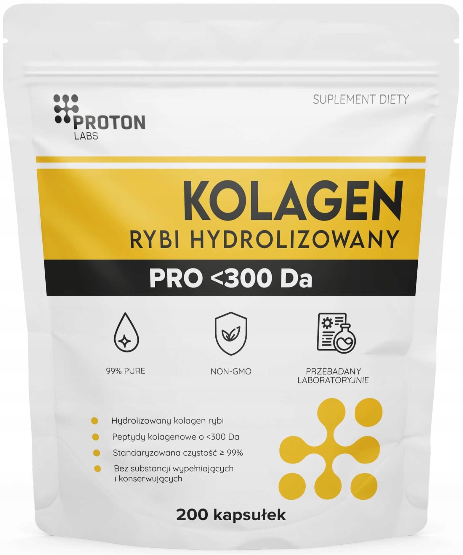 Proton Labs FISH COLLAGEN HYDROLYZED PRO 300DA Low molecular weight 200 kaps