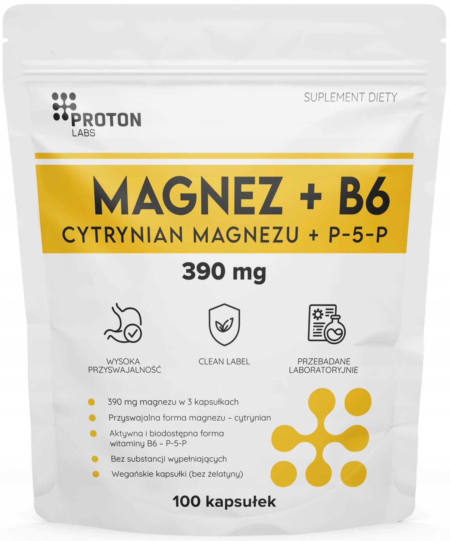 Proton Labs MAGNESIUM + B6 MAGNESIUM CITRATE 2670mg + vit B6 P-5-P p5p 100caps