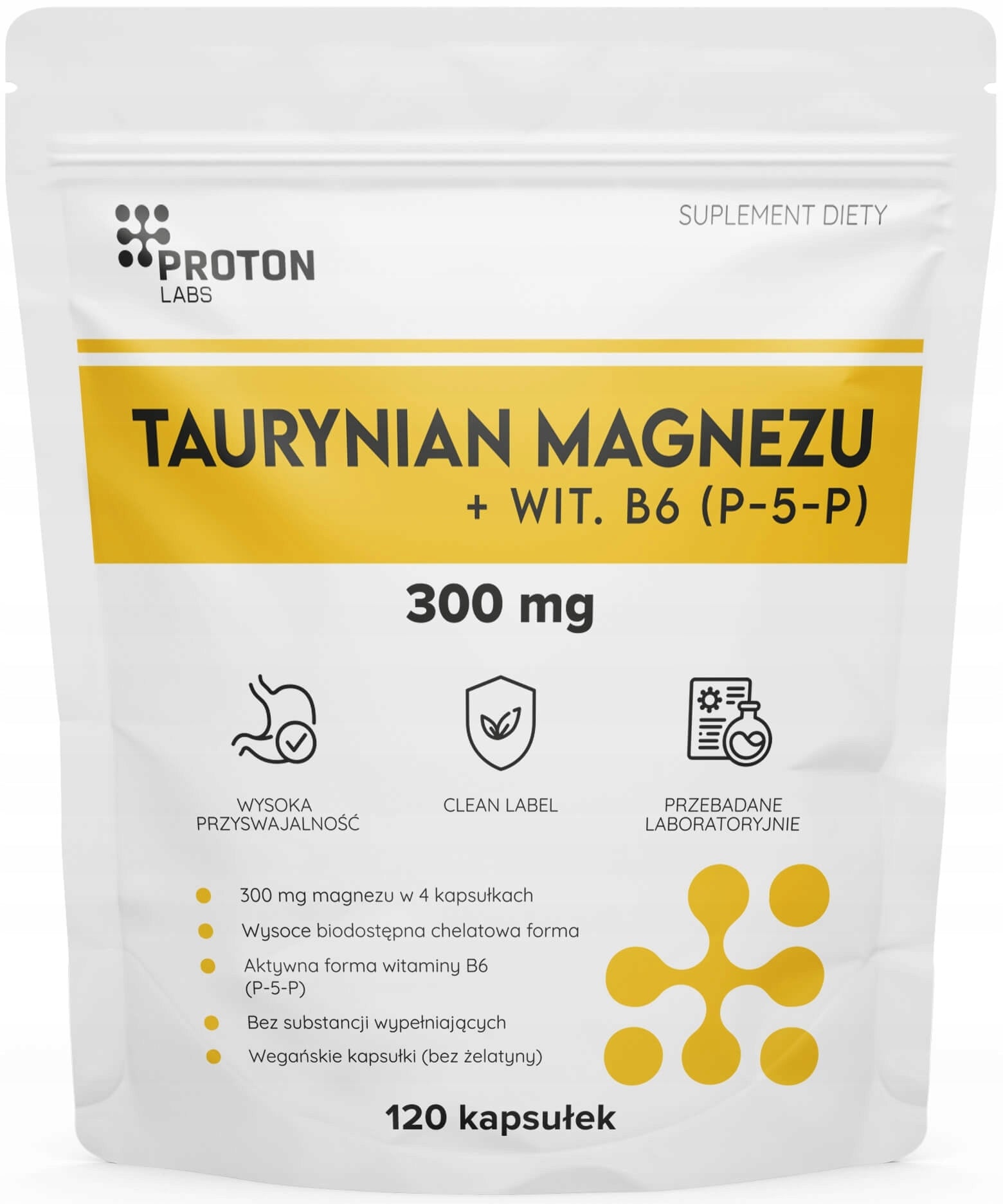 Proton Labs MAGNESIUM TAURATE 3600 mg + vit B6 P-5-P p5p 120 kaps