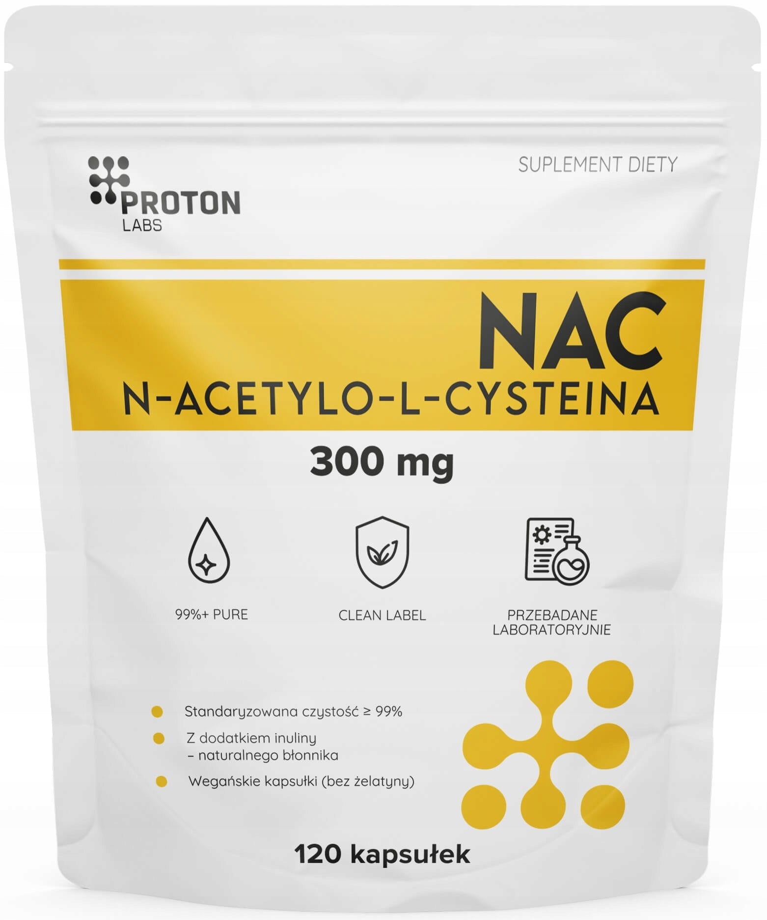 Proton Labs NAC 99,52% Pure N-ACETYL L-CYSTEINE 300mg 120 KAPS | DETOX