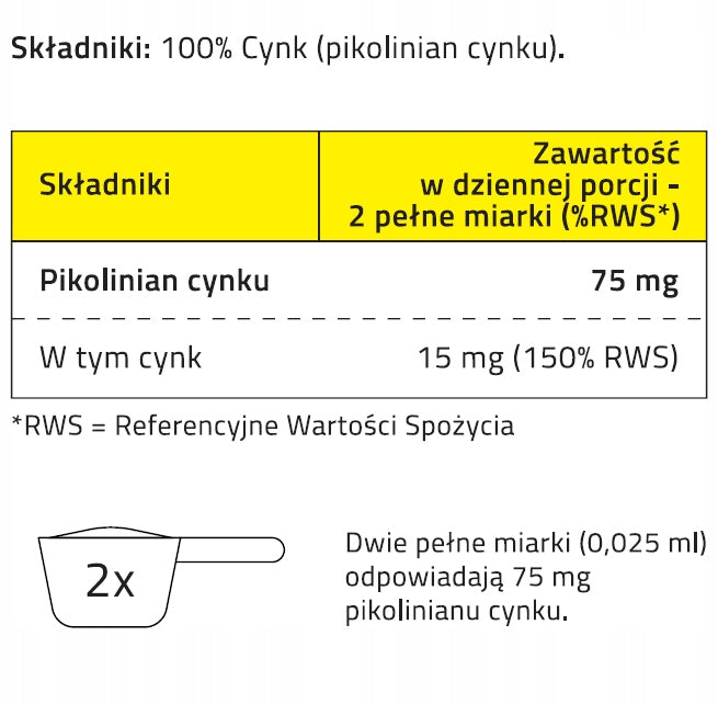 Proton Labs ORGANIC ZINC 100% Pure Picolinate 15mg MAX SERVING Zinc 15g Manufacturer code pikolinian-cynku15g