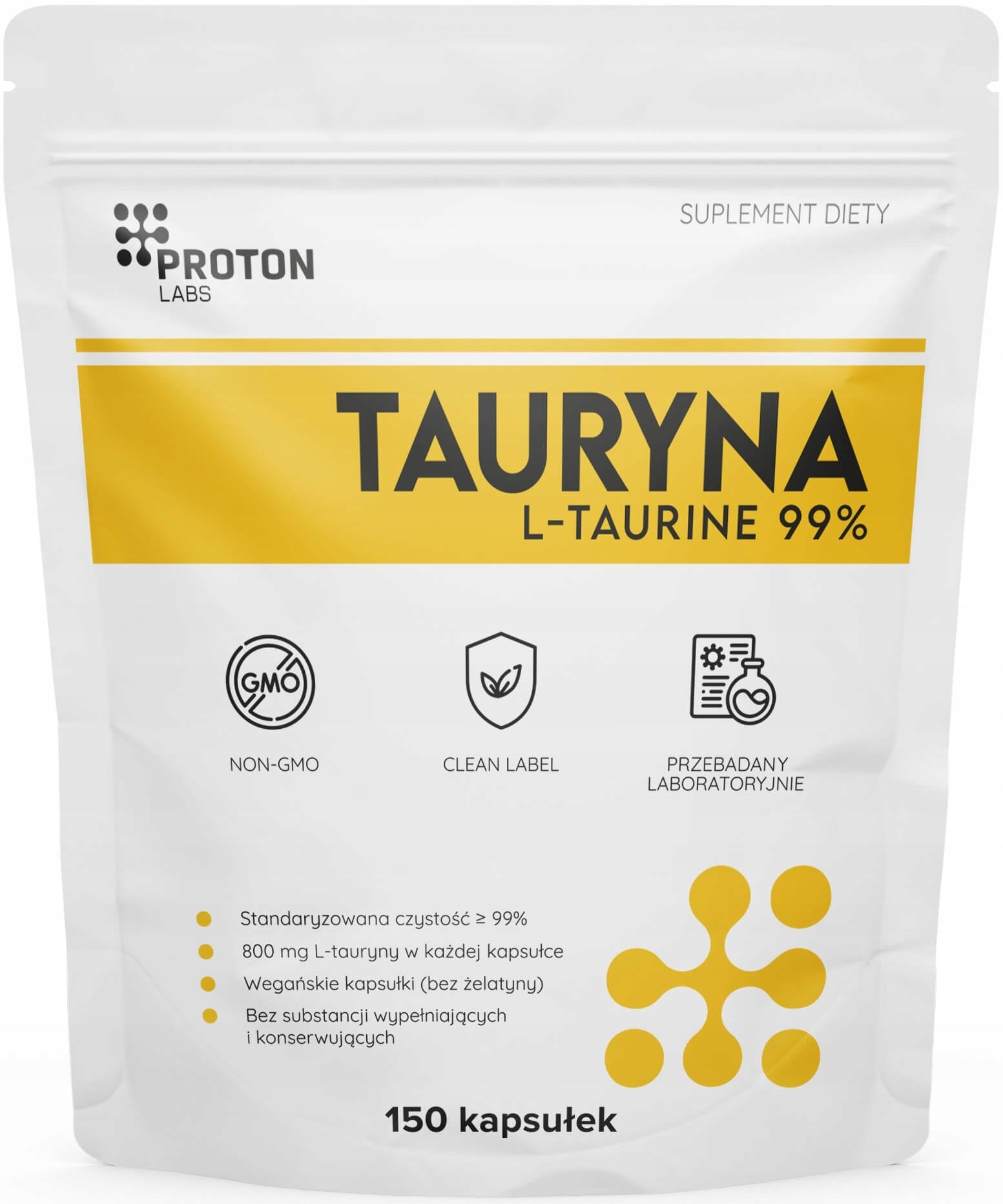 Proton Labs TAURINE L-taurine 800 mg 99%+ PURE pure without additives 150 KAPS