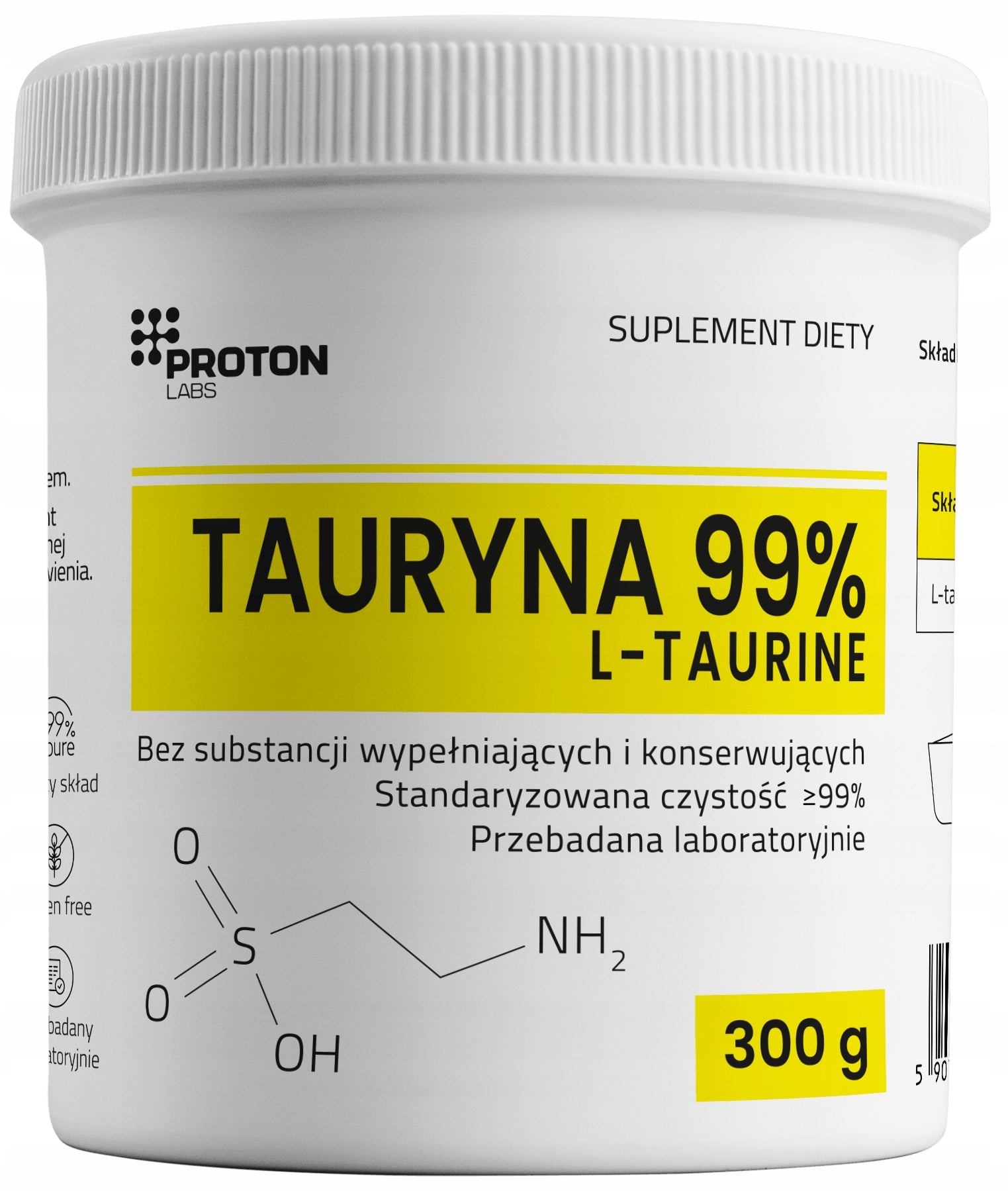 Proton Labs TAURINE powder 300g PURE 99%+ L-taurine WITHOUT ADDITIVES
