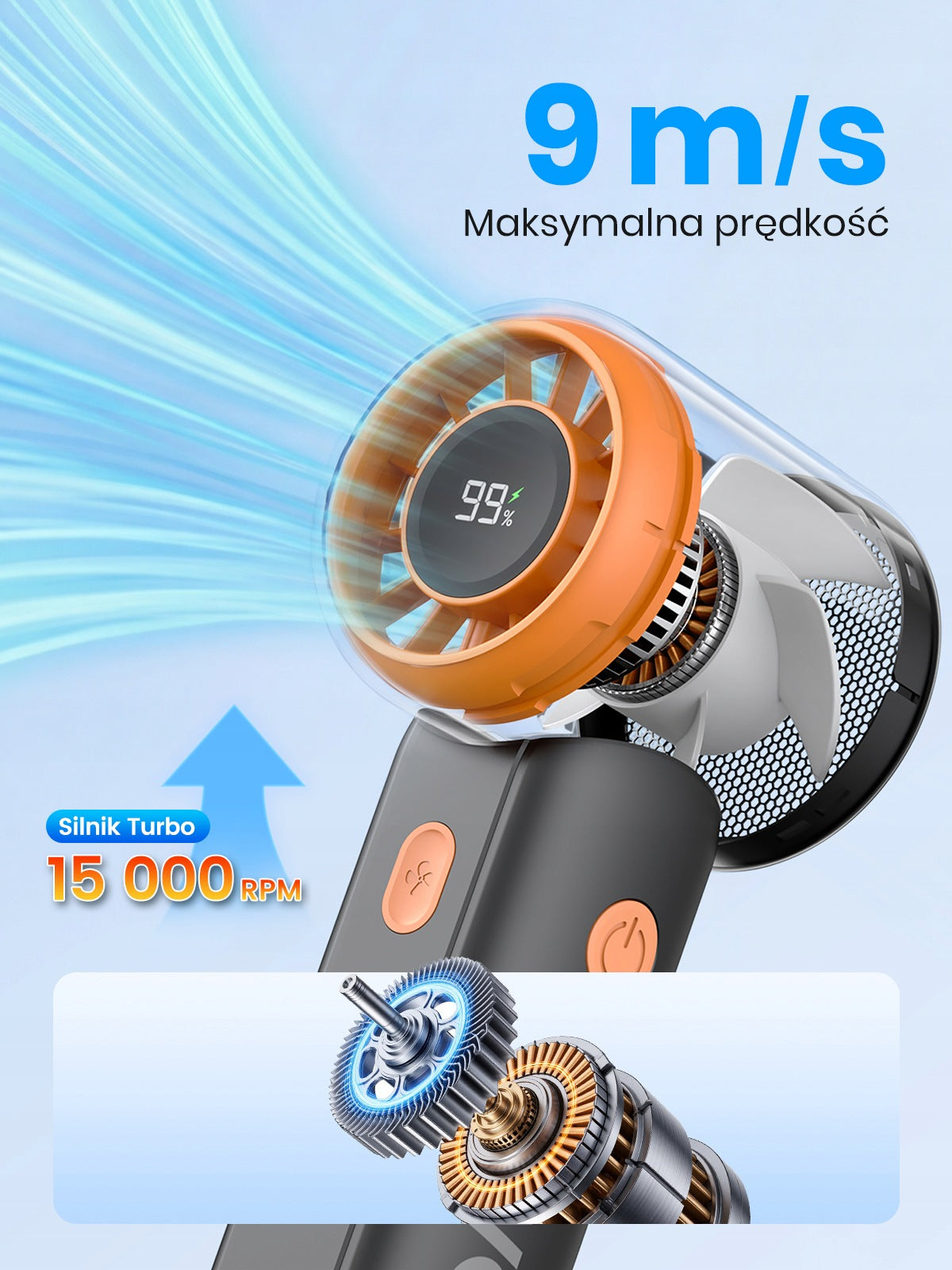 Przenośny Wiatrak Warmco 2w1 Mini Wentylator Ręczny Biurkowy USB 5000mAh Manufacturer code H5