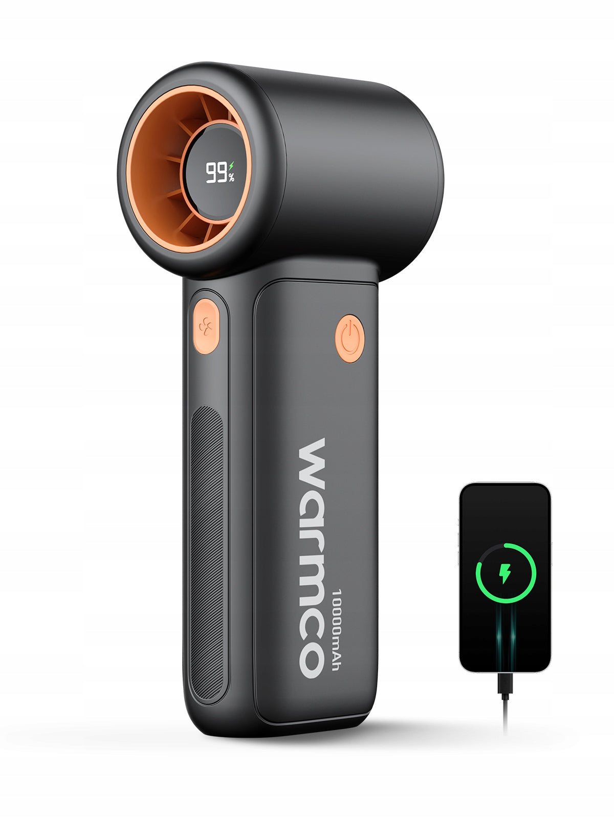 Przenosny Wiatrak Warmco Mini Wentylator Reczny 2w1 Biurkowy USB 10000mAh