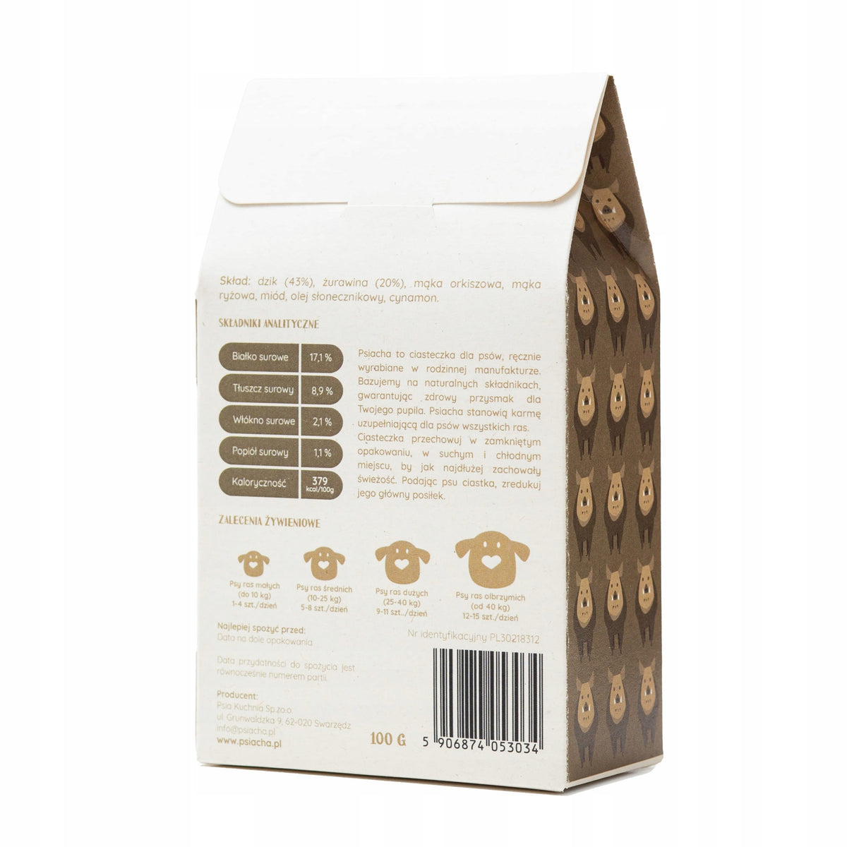 Psiacha Biscuits with wild boar 100g Packaging status original