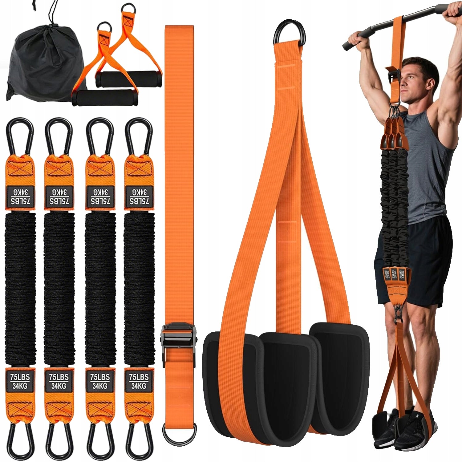 Pull-up straps on bar crossfit adjustable training belts75-300LBS