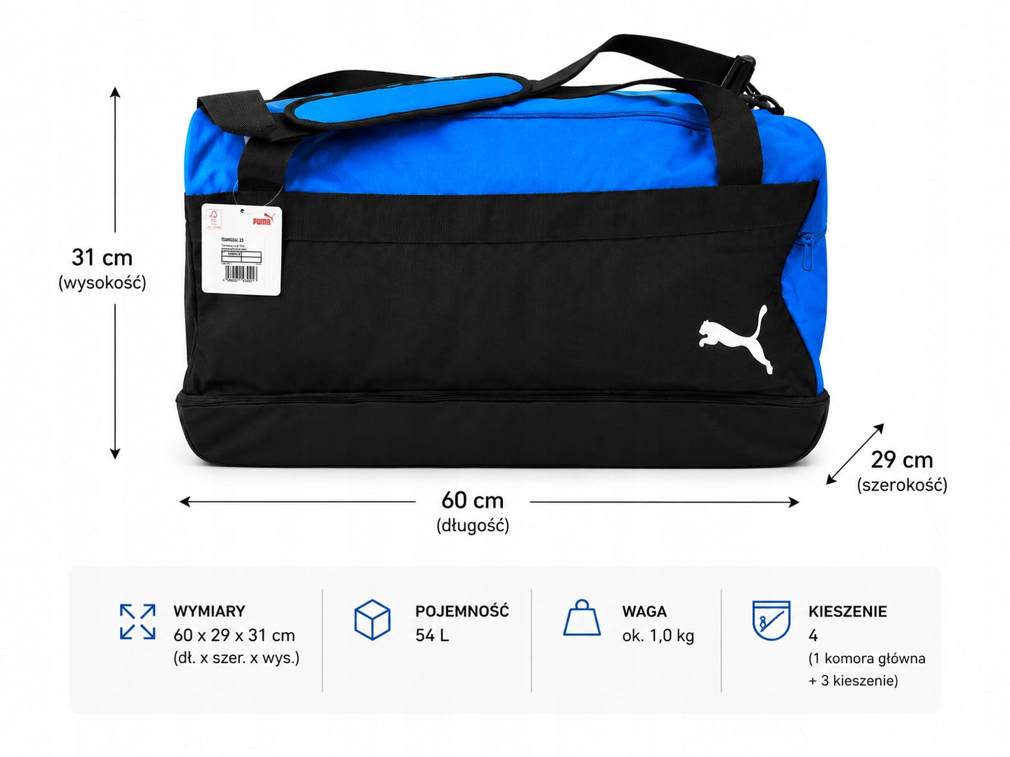 Puma TeamGOAL 23 TeamBag M BC Sports Training Bag Electric Blue New Packaging status original