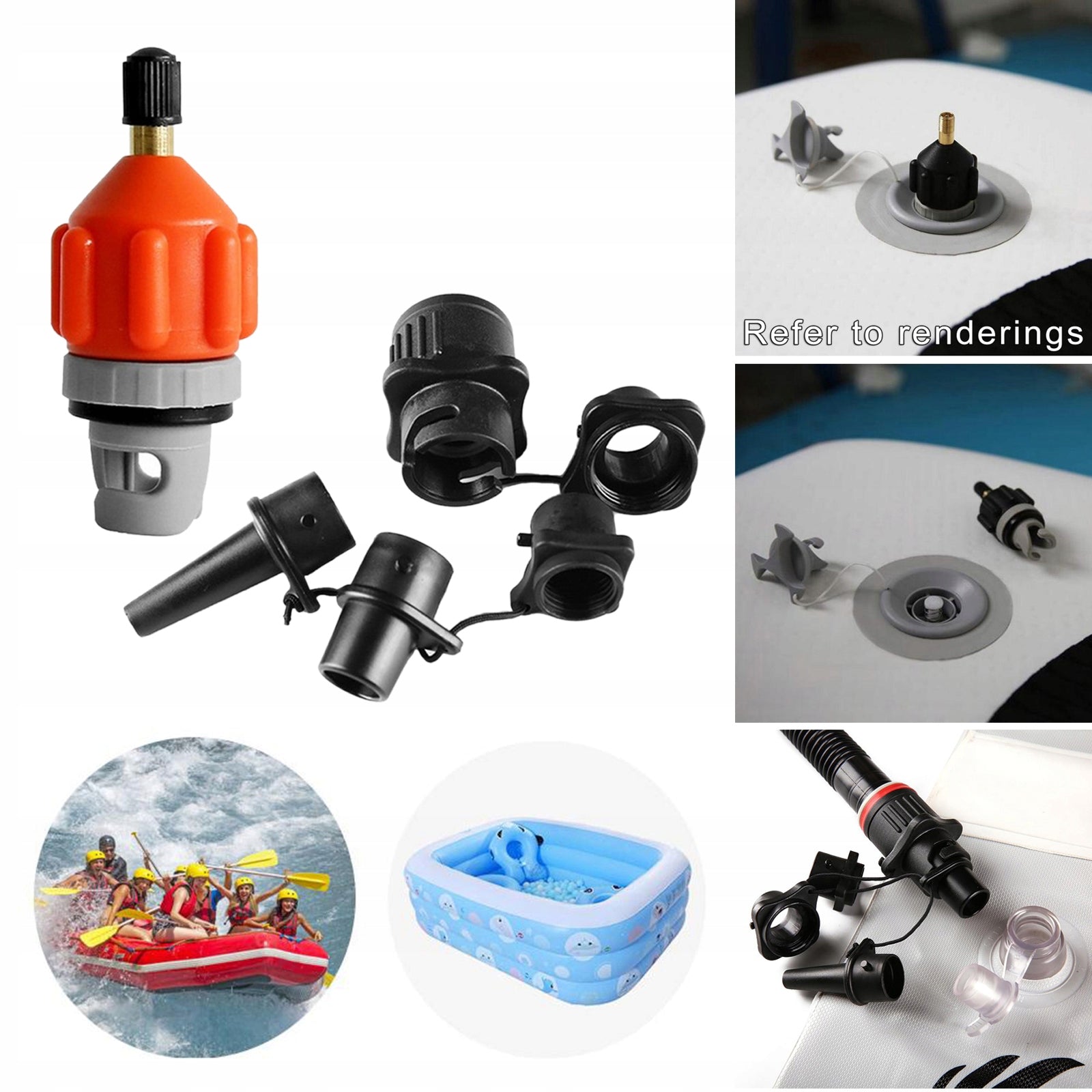 Pump Adaptor, Air Valve Converter,Air Pump Adapter with Nozzles for Orange Material other