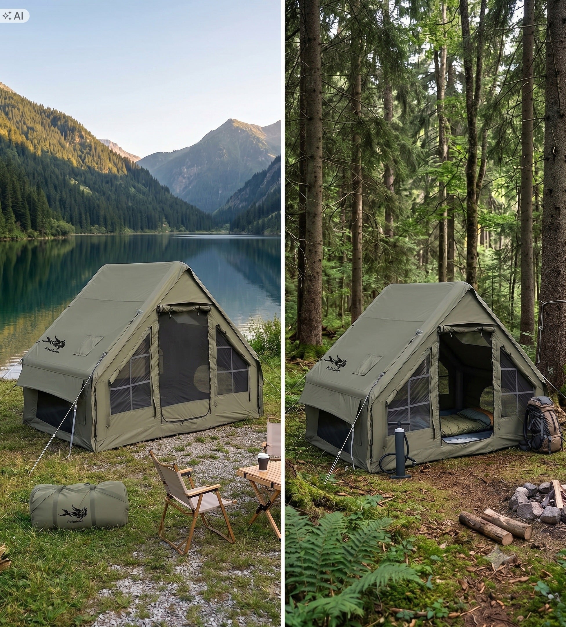 Pumped Tent Large 3-5os Glamping High 2m Dimensions 3x2,1x2M Packaging status original