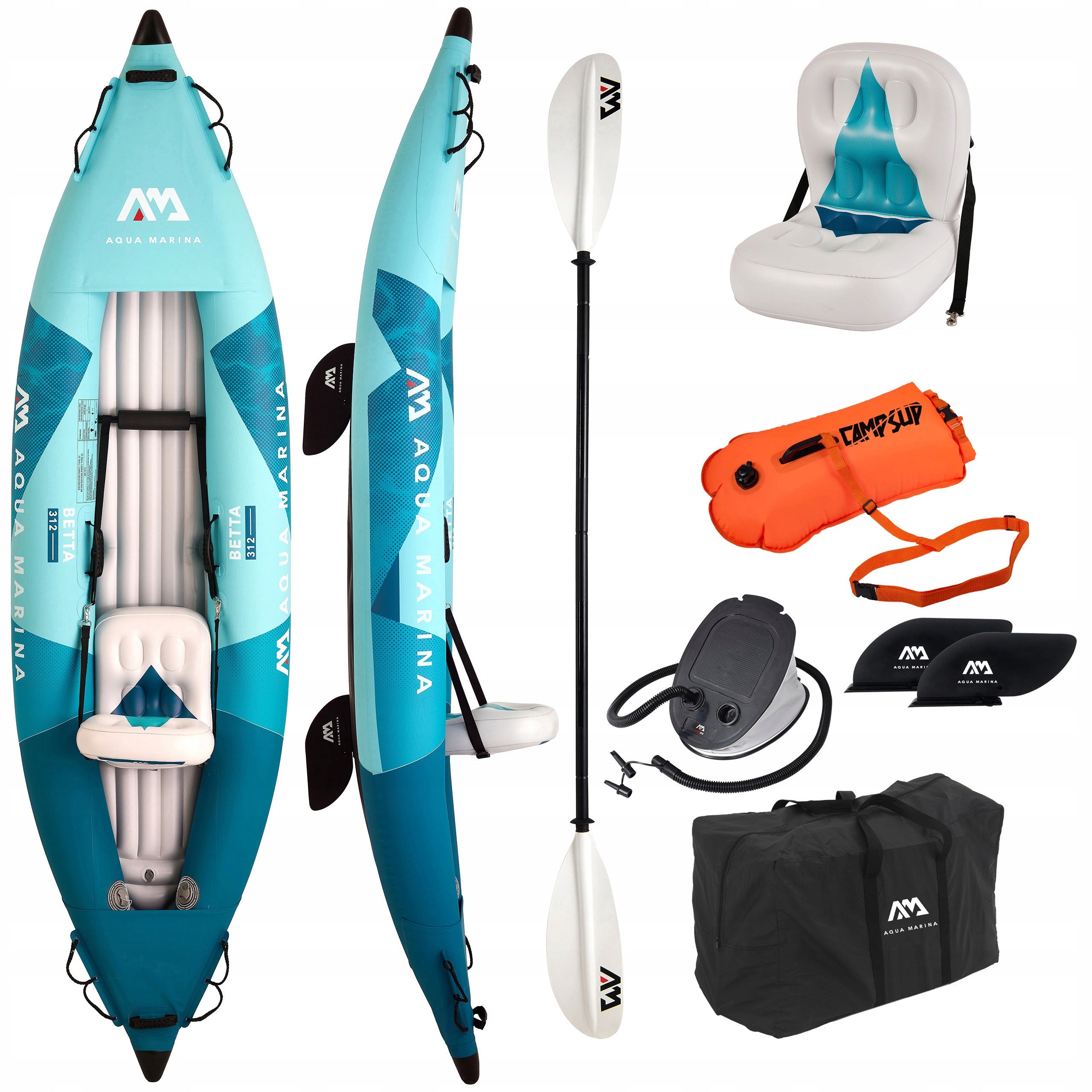 Pumped kayak Aqua Marina Betta 312 Blue 2026 1-person + Inflatable buoy