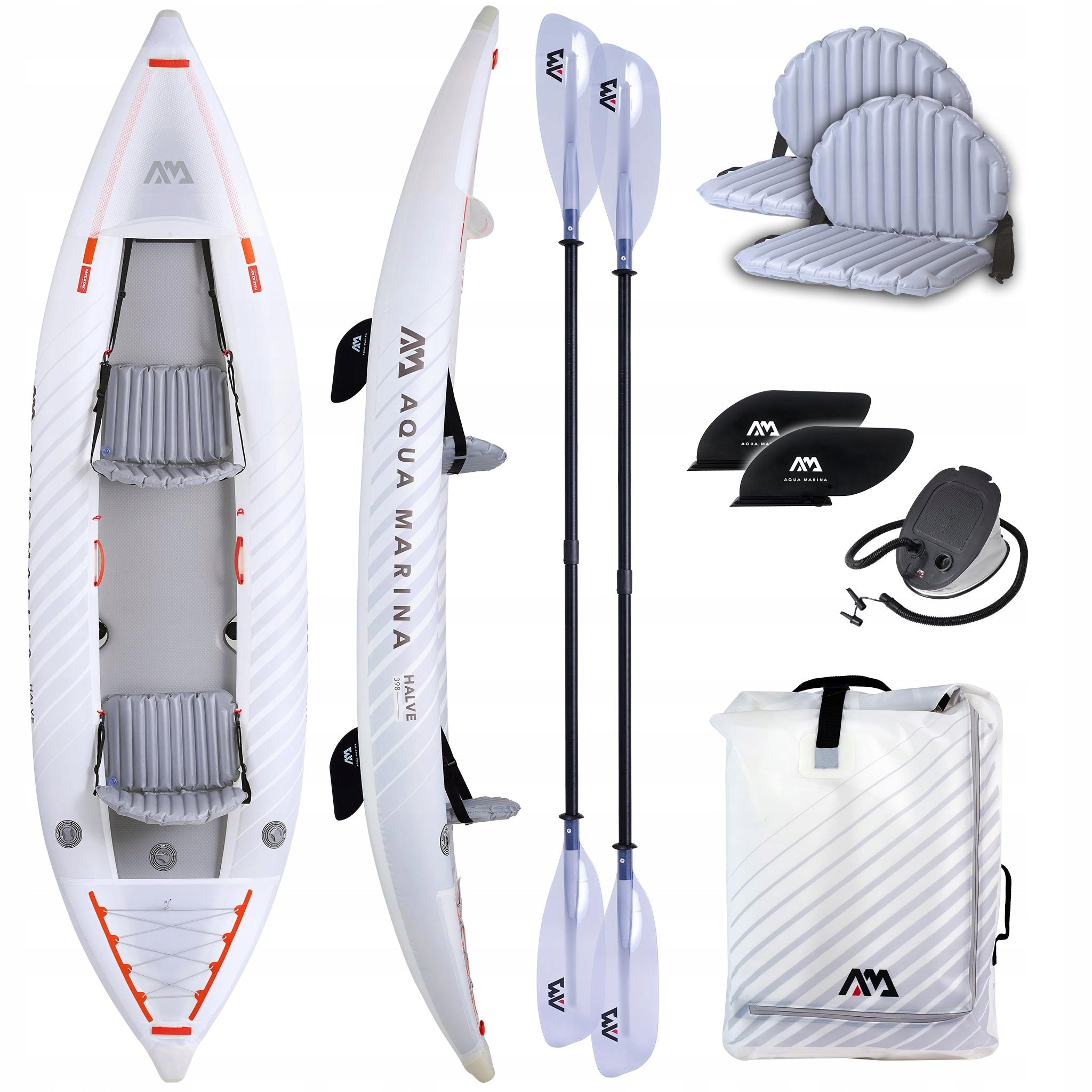 Pumped kayak Aqua Marina Halve 13'1" 398 x 98 CM 180 KG 2-person + 2 x KP-2
