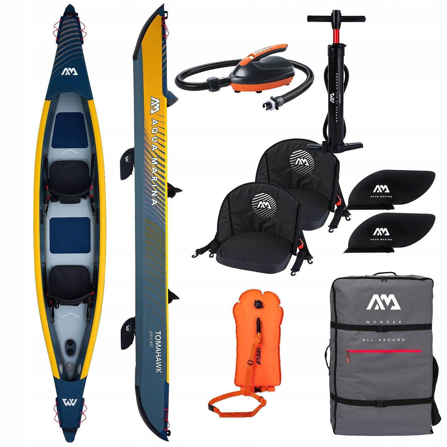 Pumped kayak Aqua Marina Tomahawk Air-K440 +Pump EP-T16+BOJKA INFLATABLE