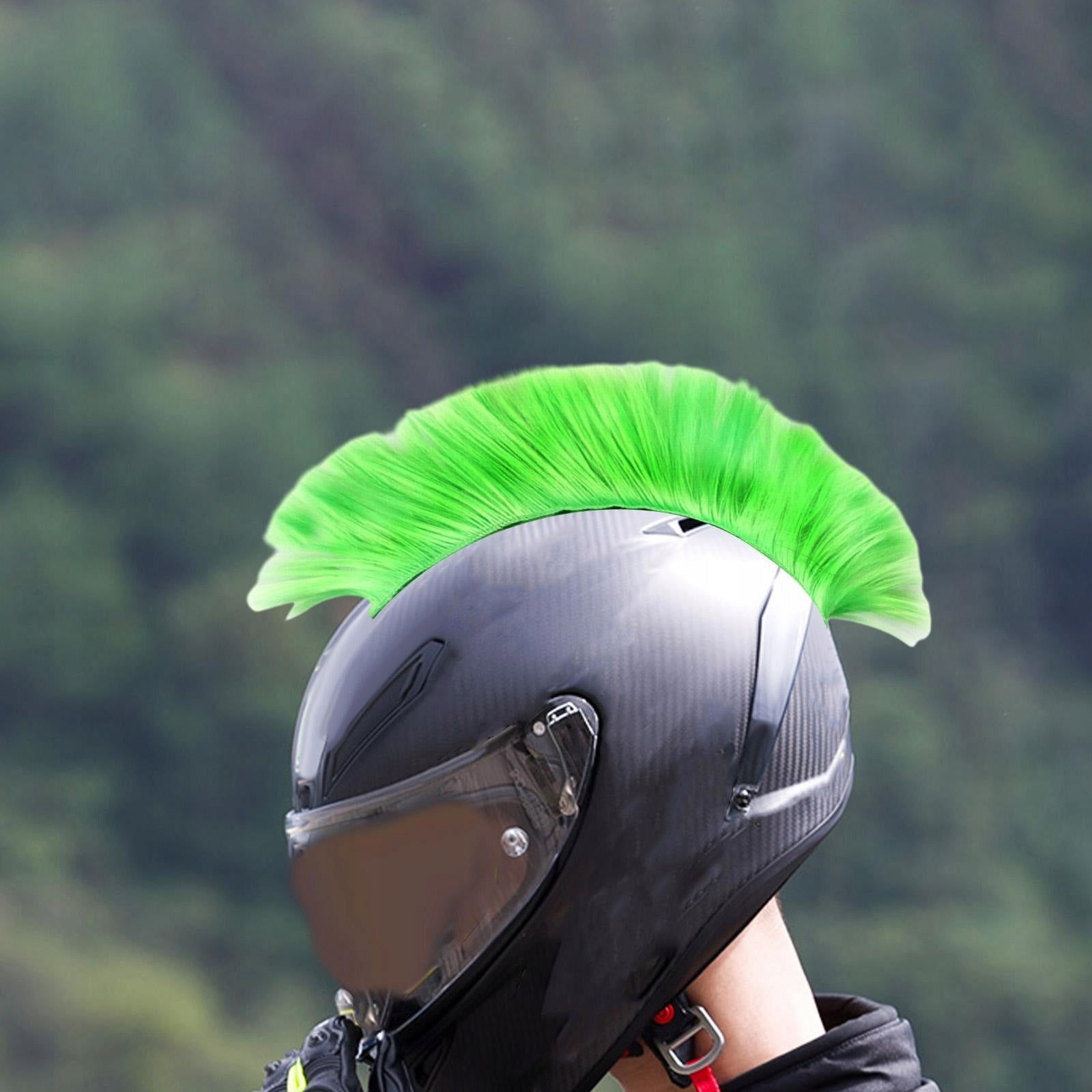 Punk Hair Wig Helmet Decor Hairpiece Extensions PET Fiber Breathable Green