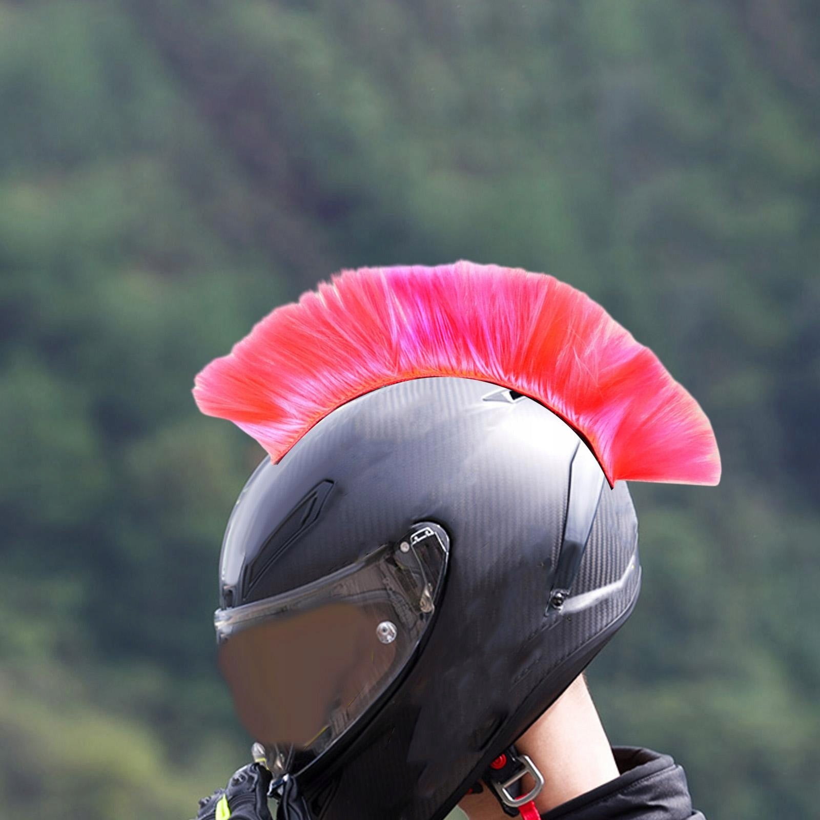 Punk Hair Wig Helmet Decor Hairpiece Extensions PET Fiber Breathable Pink