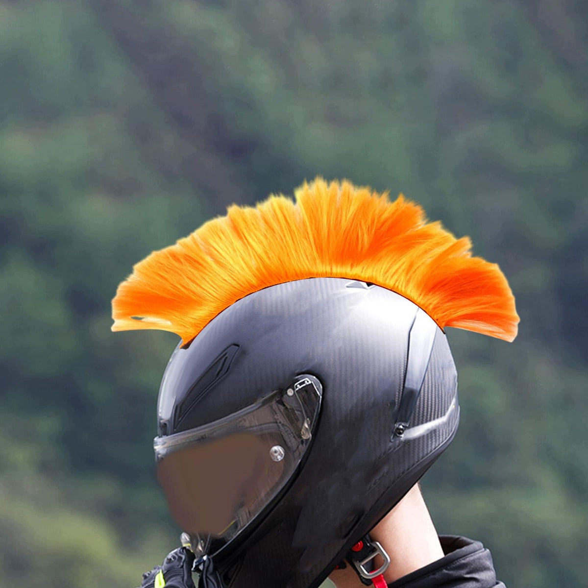 Punk Hair Wig Helmet Wigs Motorcycle Hairpiece Skinhead Wig Hair Bun Orange