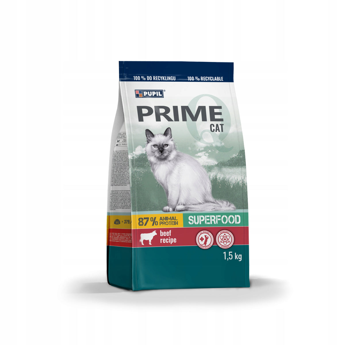 Pupil Prime dry cat beef vegetables 1,5 kg