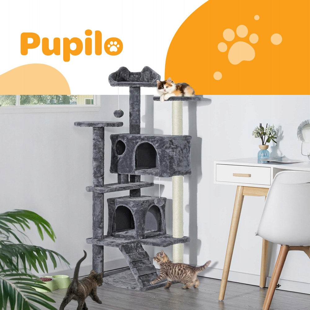 Pupilo Cottage Scratcher Bed Hammock Ladder For Cat Toys 5 Levels Manufacturer code Duży Dom Dla Kota z Piłkami i Drapakiem XXL