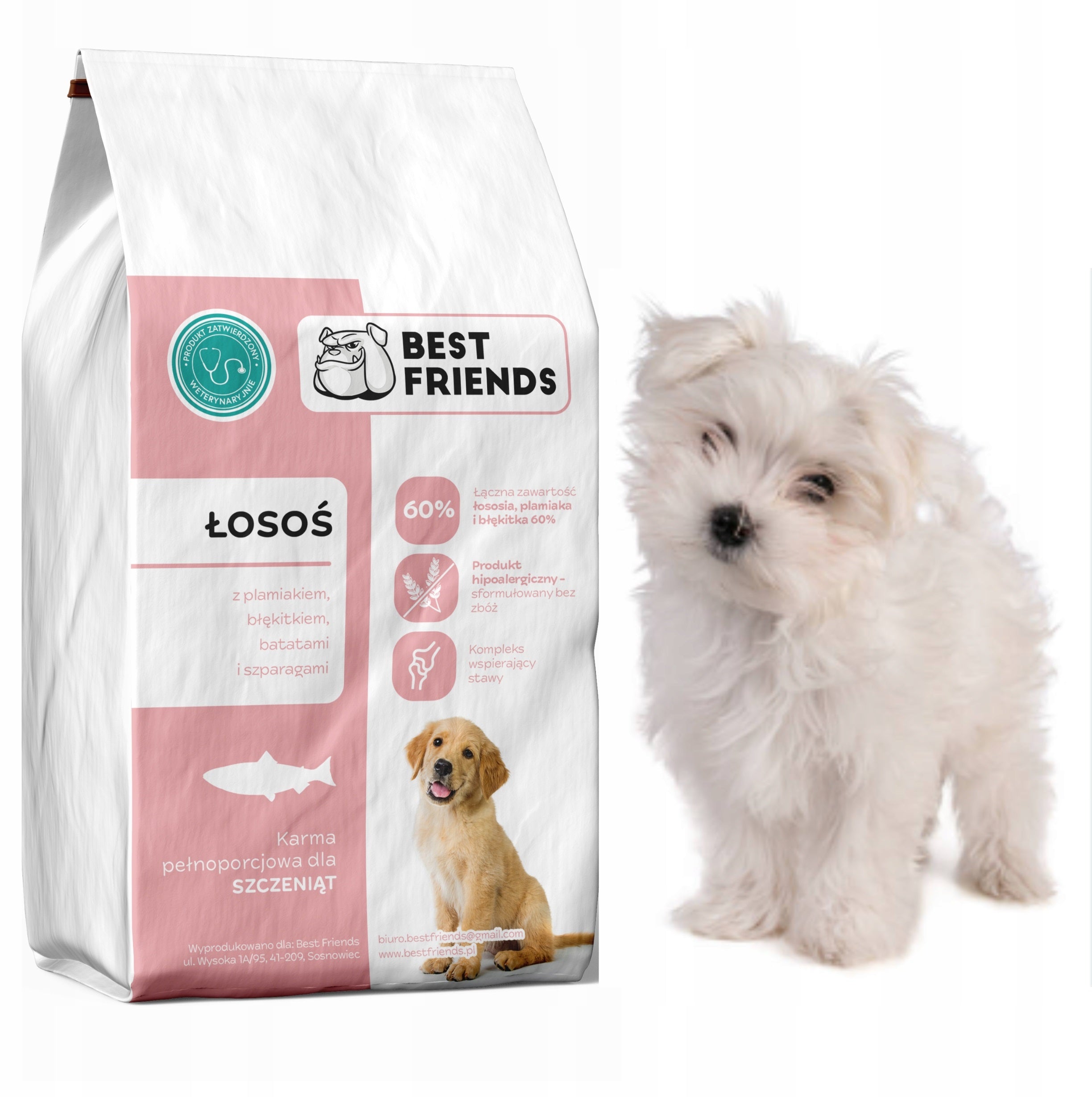 Puppy Food Hypoallergenic Chicken Free Grain Free 60%FISH Salmon 2kg
