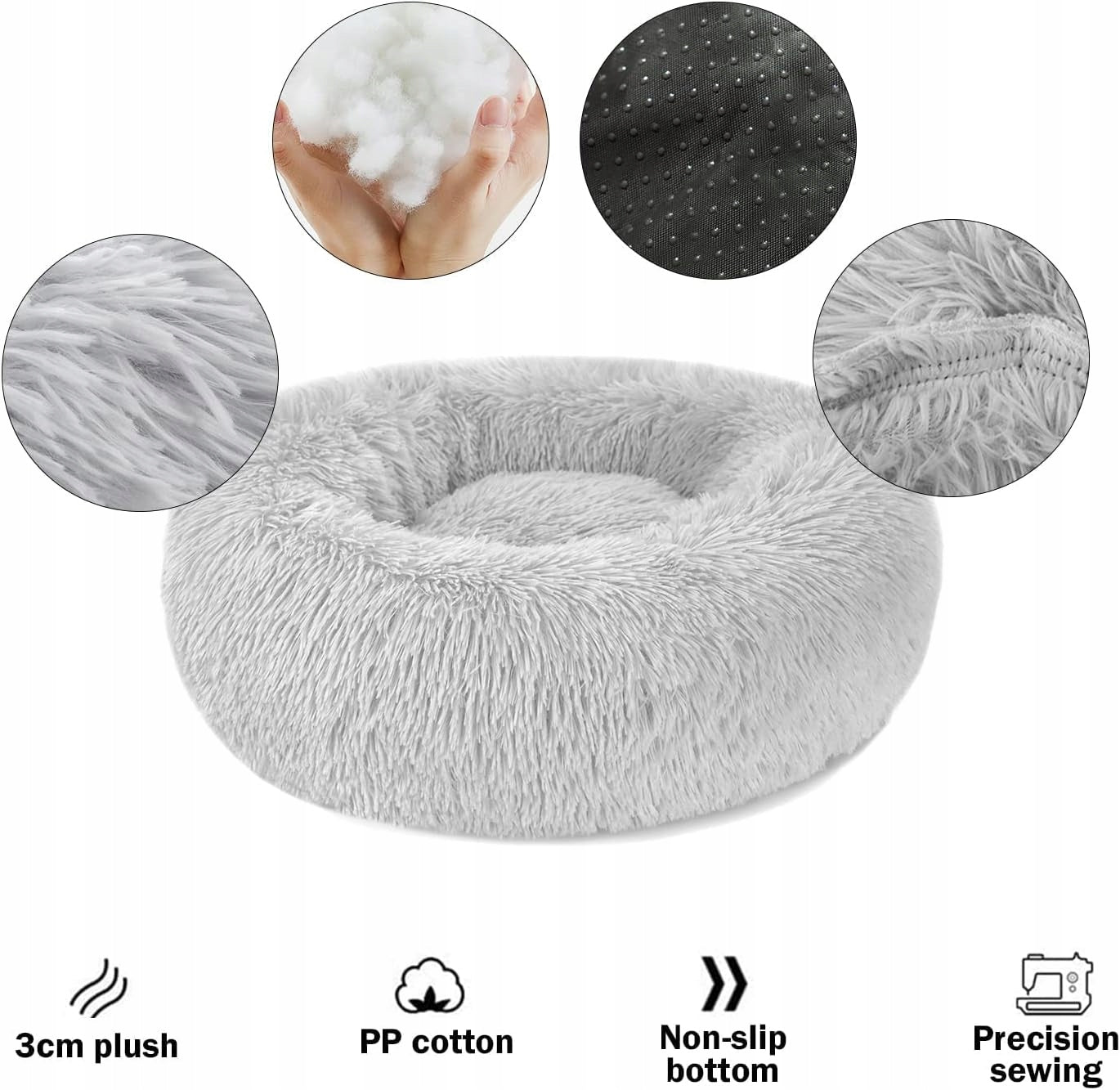 Puppy Love anti-stress bed for cat dog pillow grey 100x100 cm Kind bed