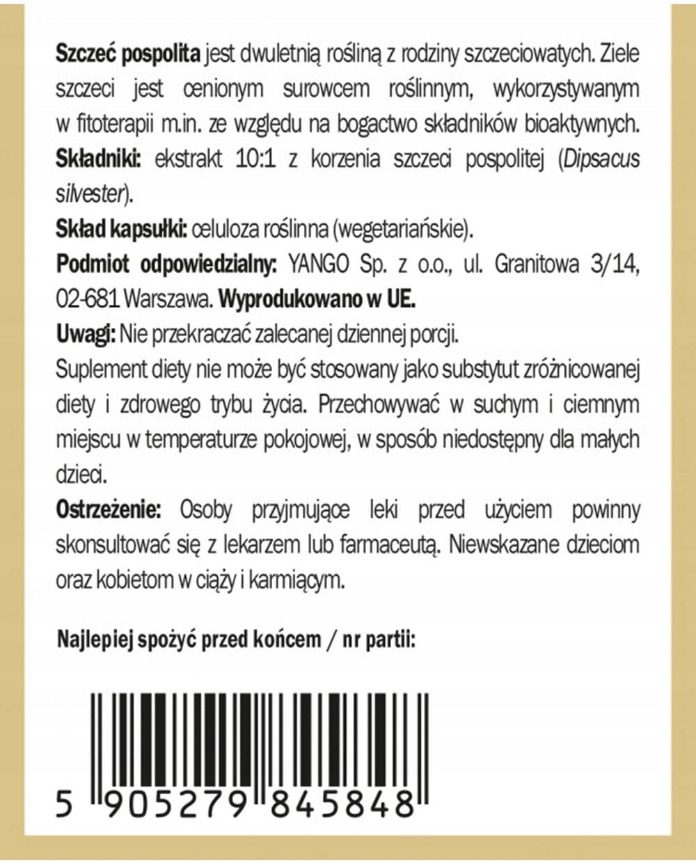 Puppy extract Yango 90 kaps. Resistance Basic ingredient other