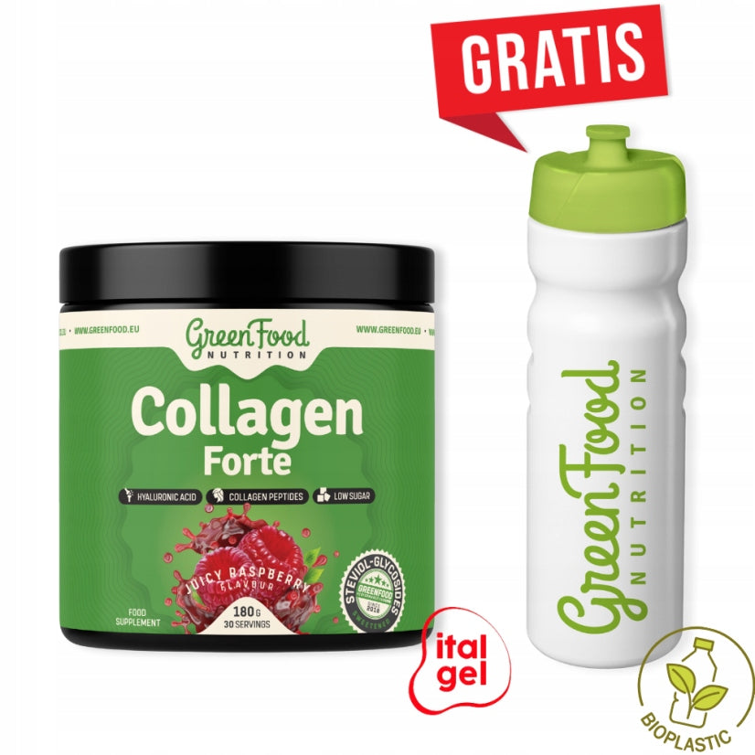 Pure Collagen Powder GreenFood Collagen Forte 180 g Raspberry Packaging status original