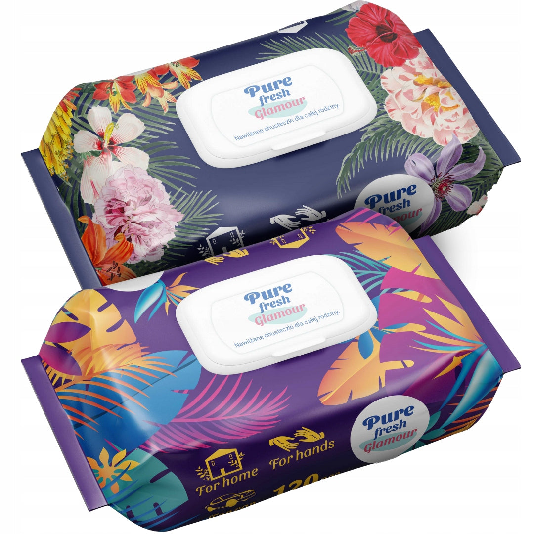 Pure Fresh Glamour Universal Moisturized Wipes 120 pcs x2