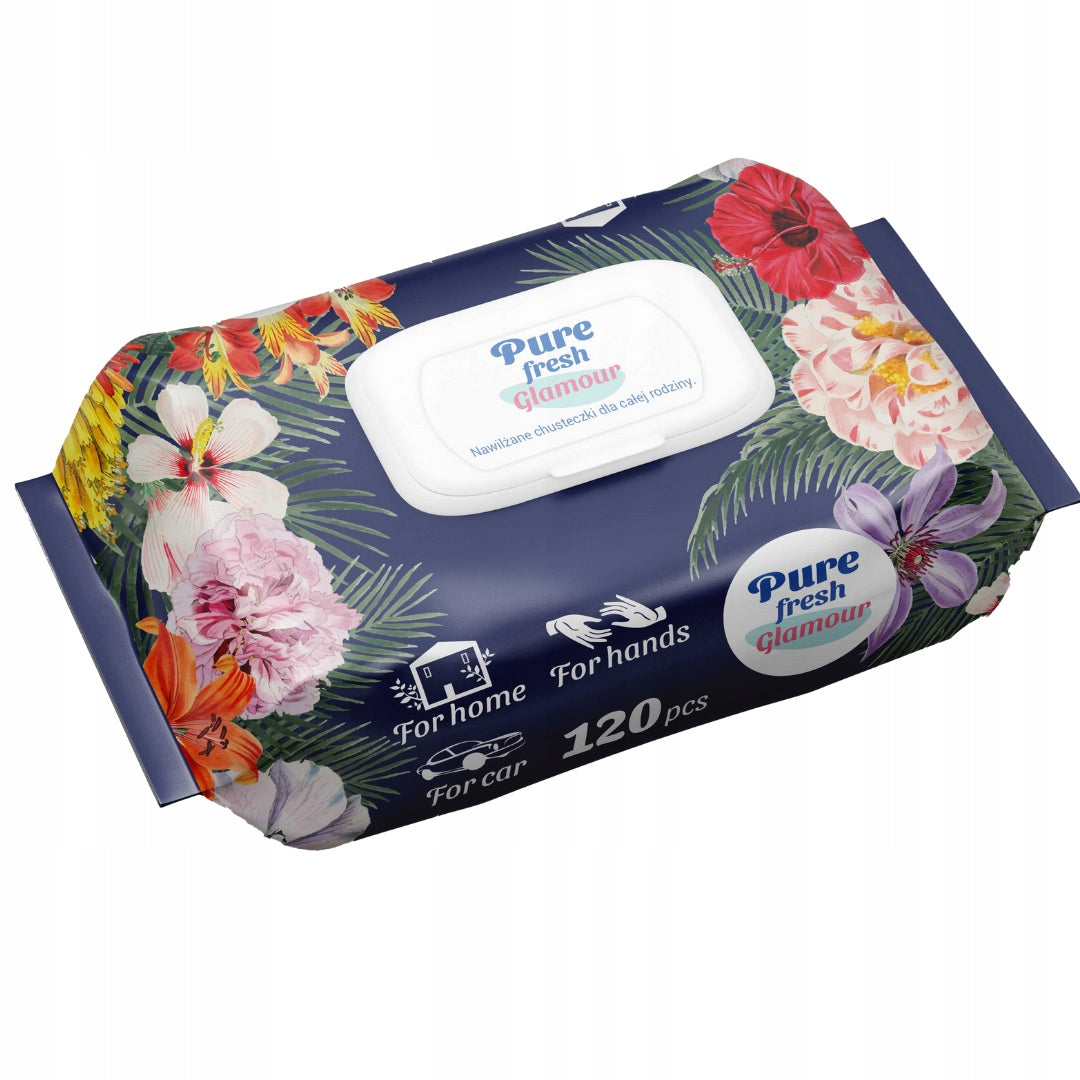 Pure Fresh Glamour Universal Moisturized Wipes 120 pcs x7 Packaging status original