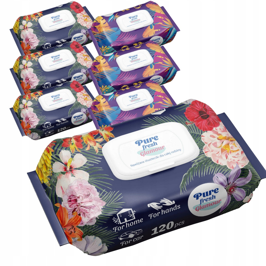 Pure Fresh Glamour Universal Moisturized Wipes 120 pcs x7