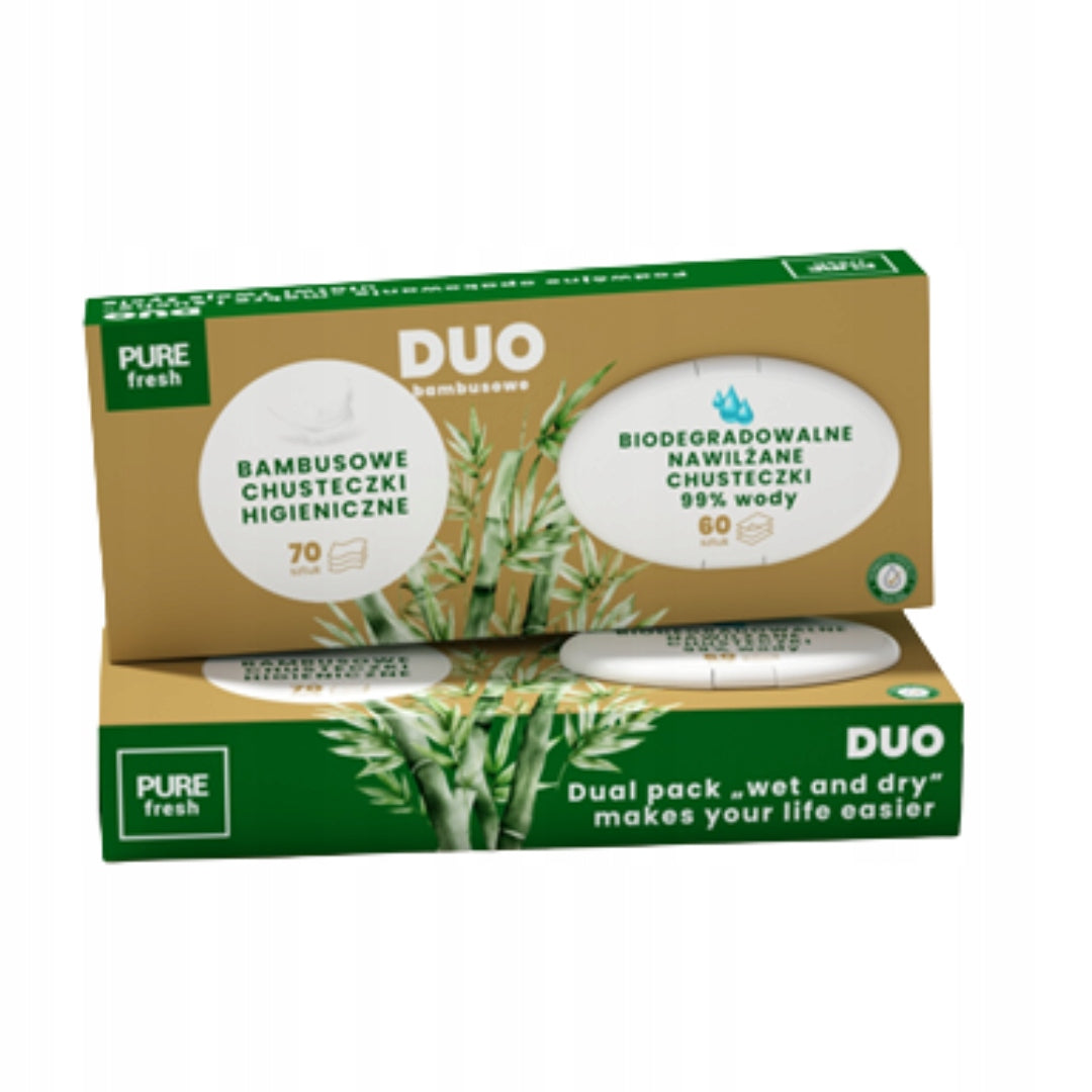 Pure Fresh Wet Wipes Bamboo Moisturized for Body 1 x 130 pcs. Packaging status original