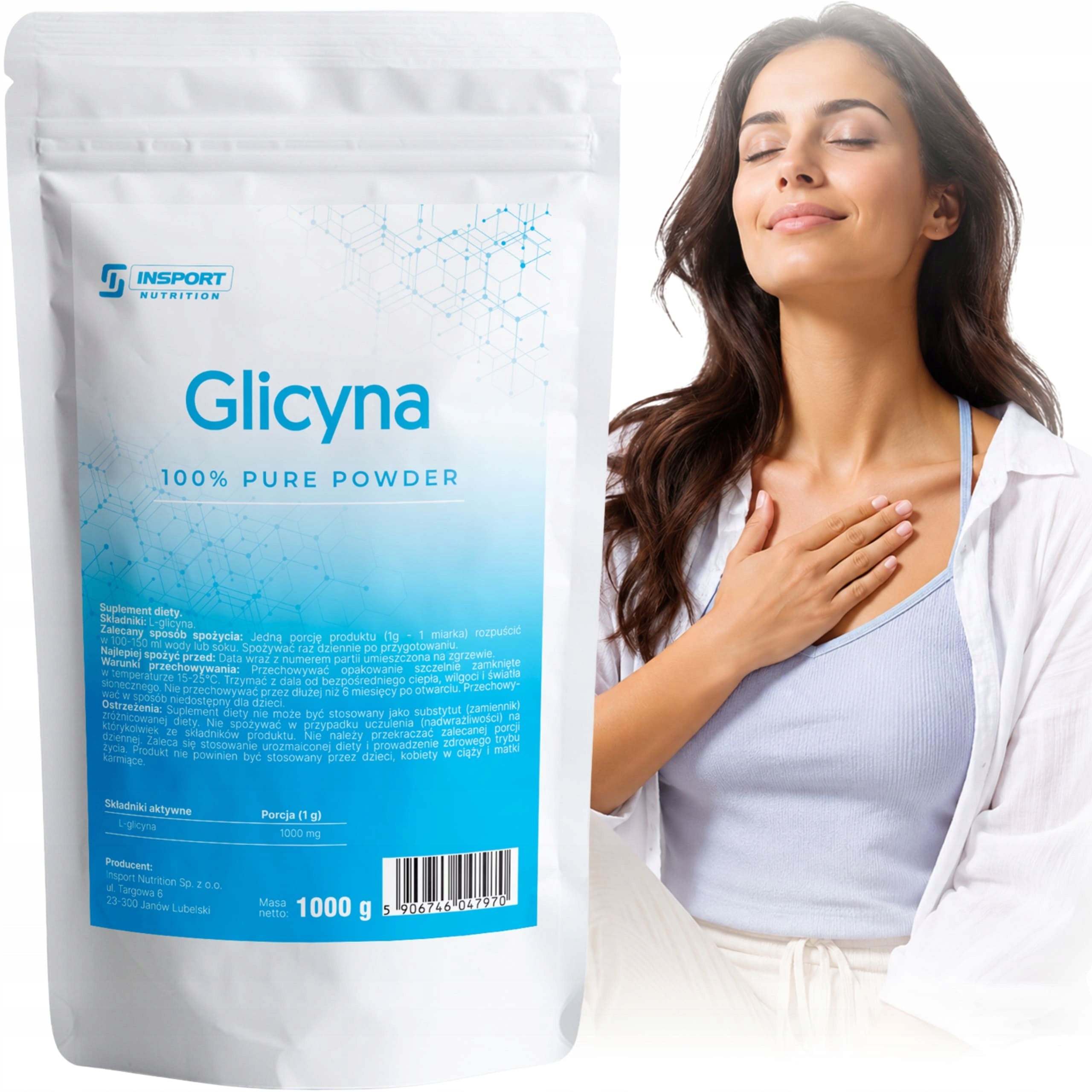 Pure GLYCINE Powder 1000mg 1kg Per SLEEP Nervous System MUSCLES | INSPORT