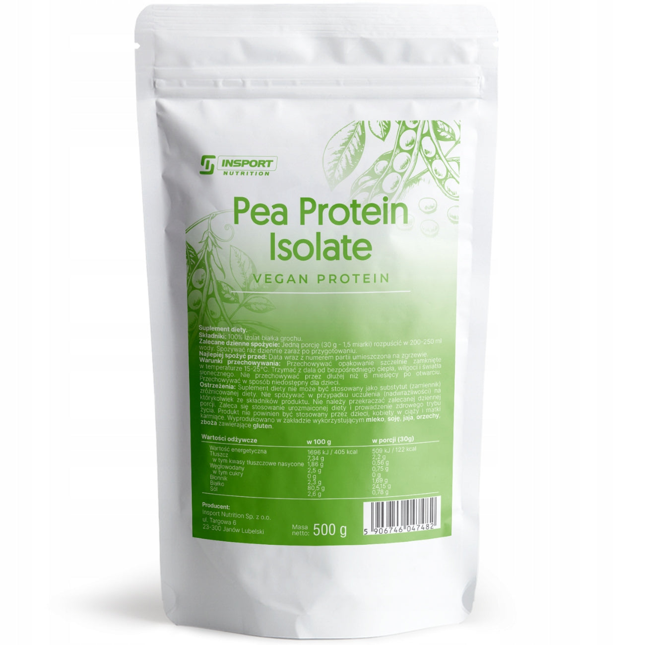Pure PEA PROTEIN Isolate 500g VEGAN Protein Supplement | INSPORT Packaging status original