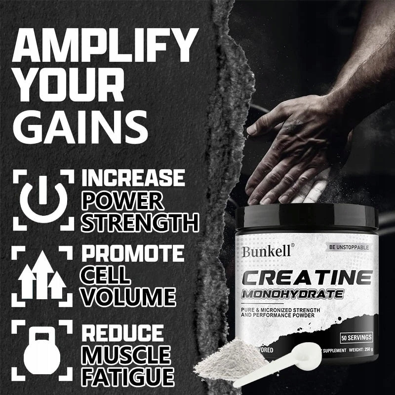Pure creatine monohydrate supports muscle building and athletic performance 250g Packaging status original