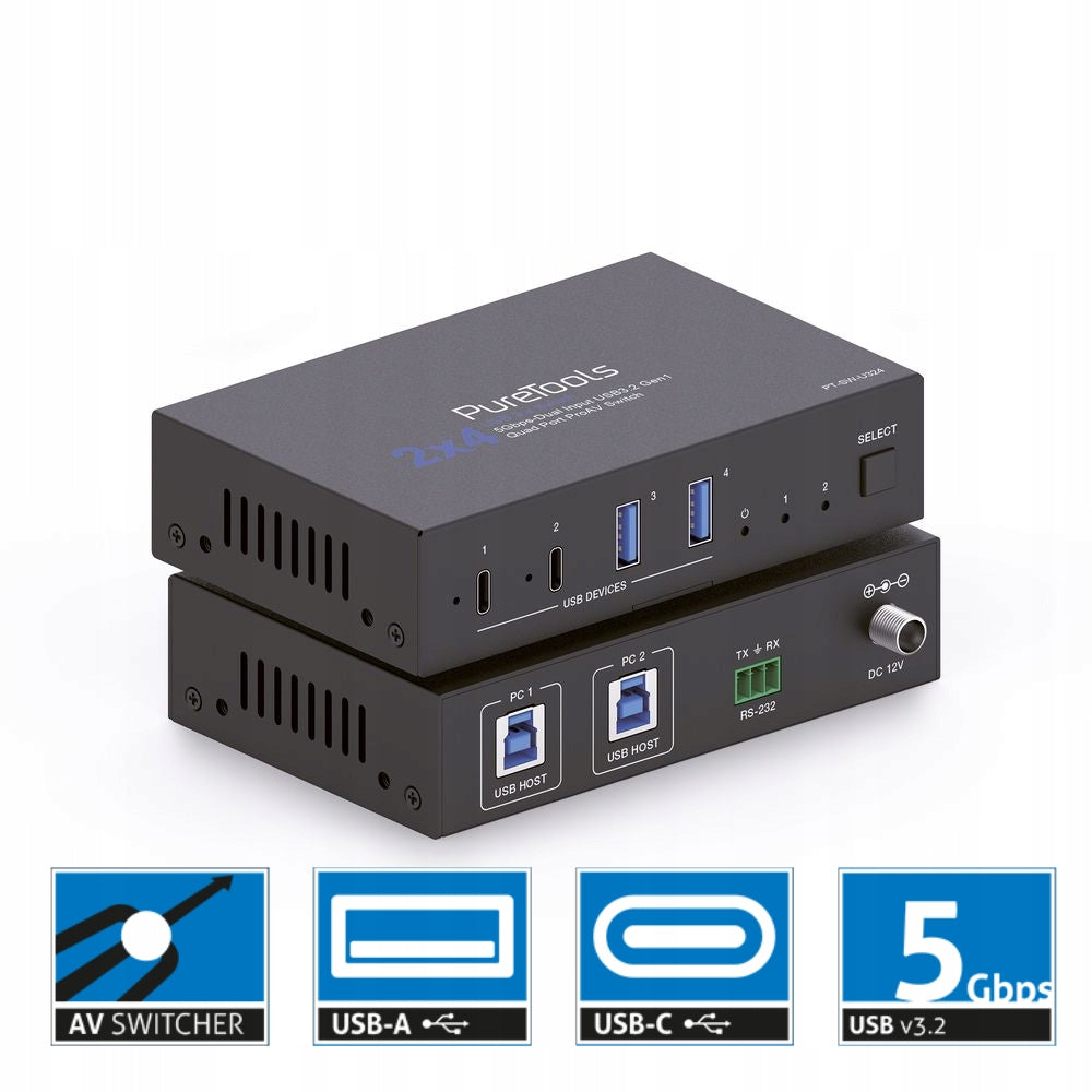 PureLink PureTools PT-SW-U324 switch 2x4 USB 3.2 Gen1 5Gbps