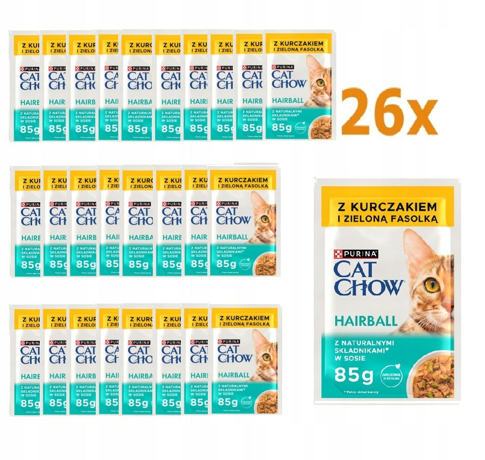 Purina CAT CHOW Hairball Control Chicken Beans 26x85g