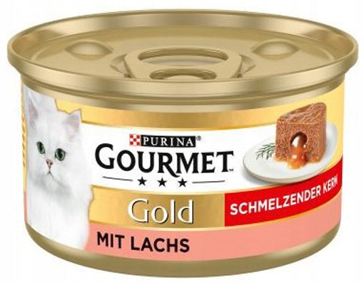Purina Gourmet Gold with SALMON FILLING pate + cat sauce can 85g