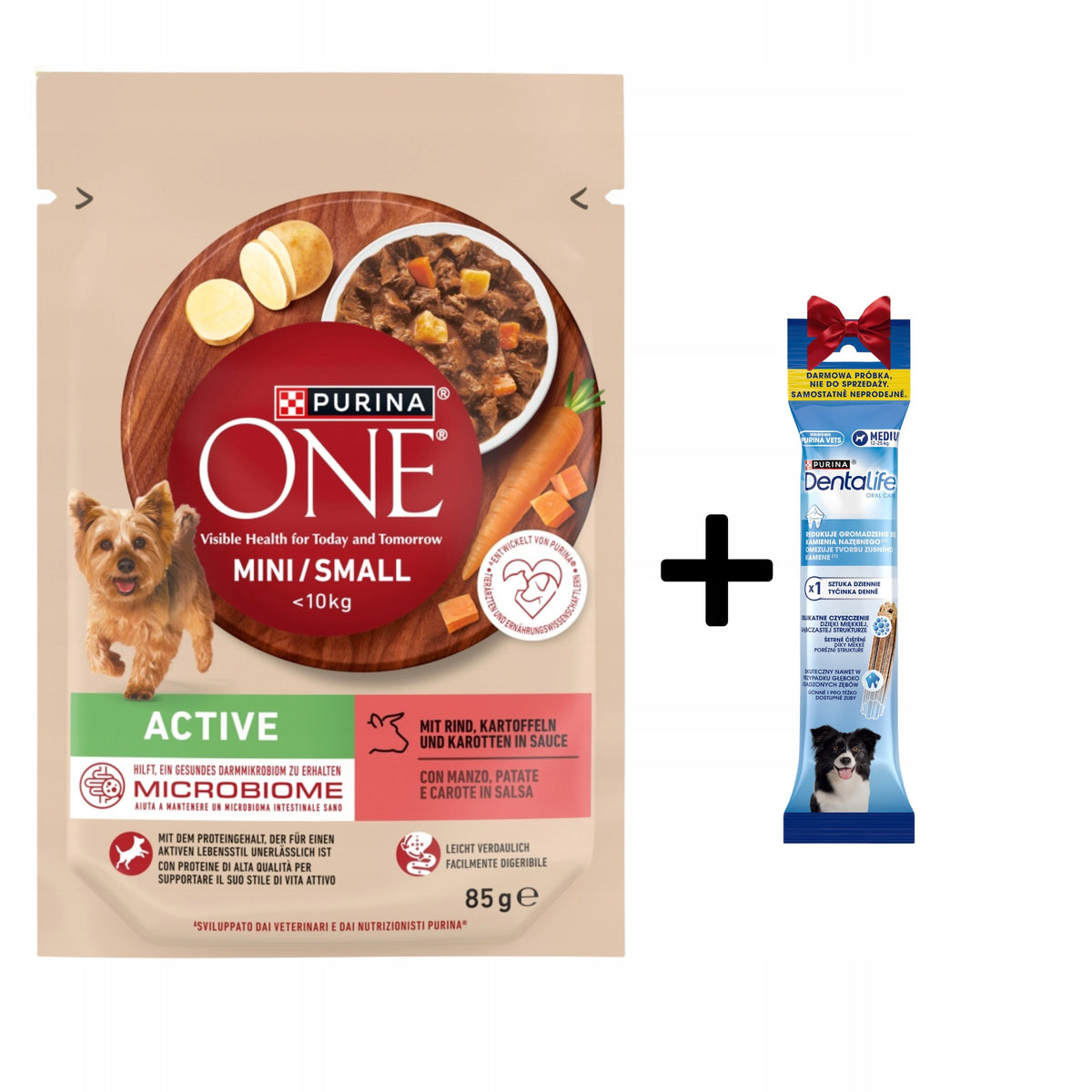 Purina ONE Active Mini/Small Dog Food 85g Beef + FREEBIE