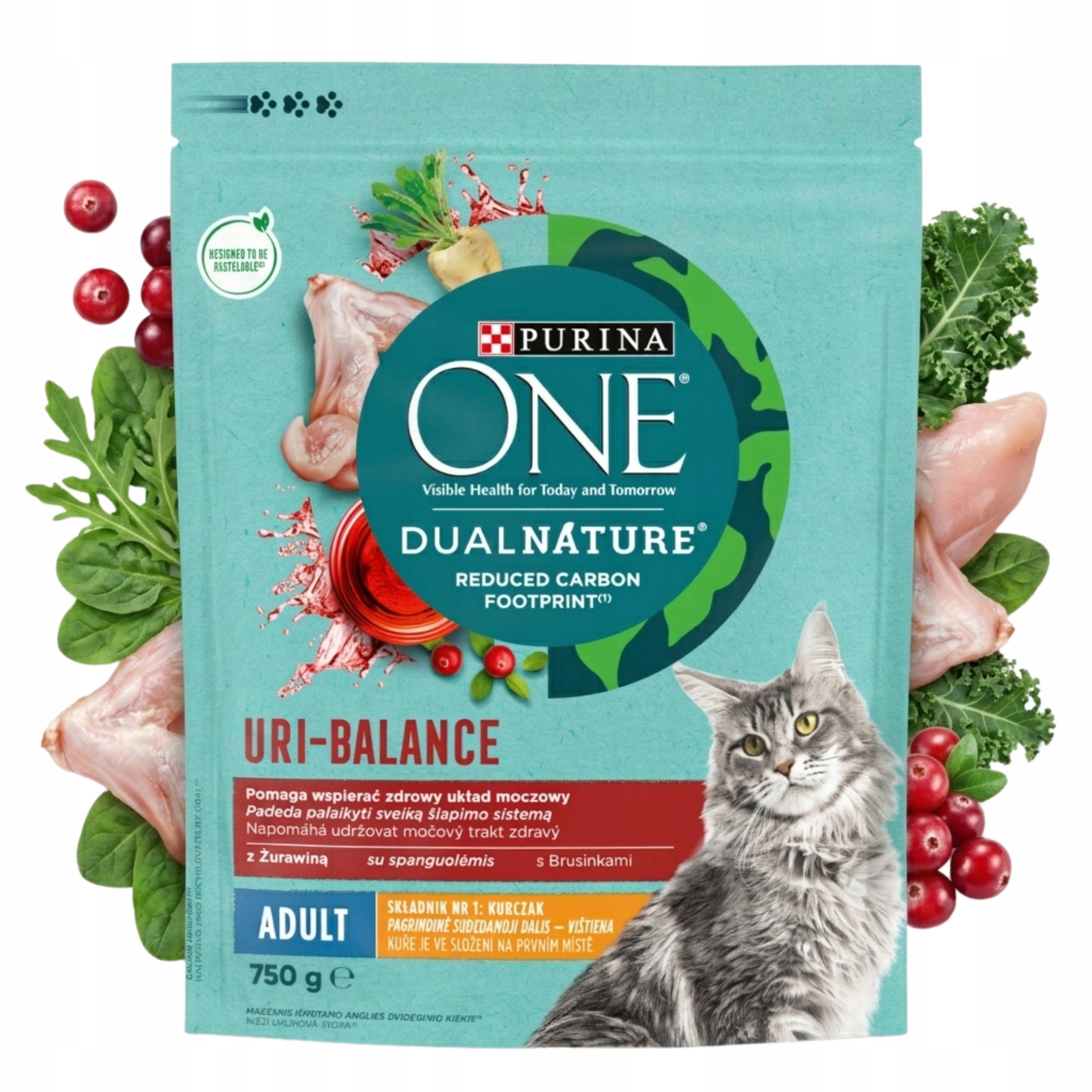 Purina One DualNature cranberry adult cat food chicken 750 g