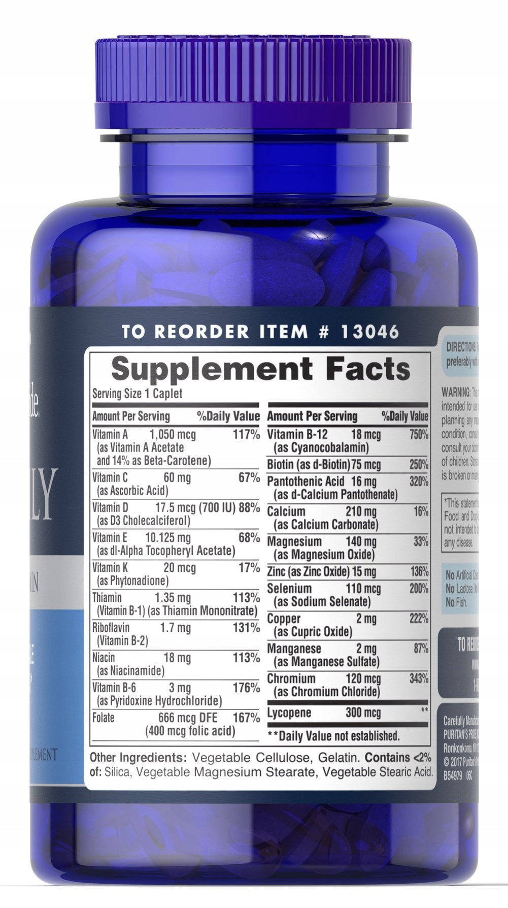 Puritan's Pride One Daily Men's Multivitamin 100 Tablets MULTIVITAMIN EAN (GTIN) 025077130467