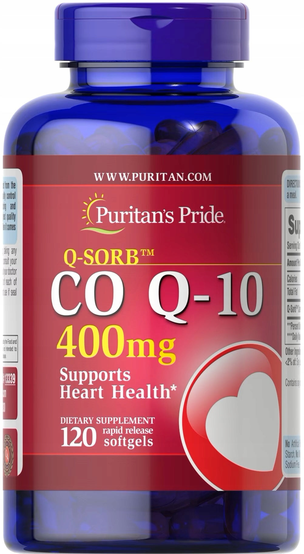 Puritans Pride CoQ-10 400 mg 120 capsules COENZYME Q10