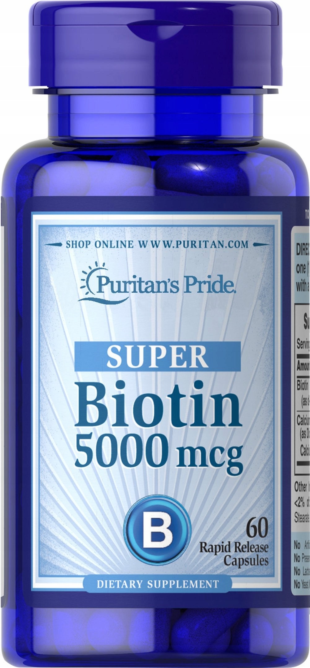 Puritans Pride Super Biotin 5000 mcg 60 capsules