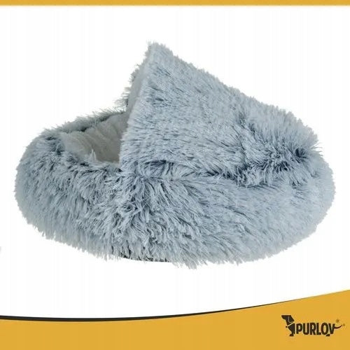 Purlov Dog cat bed S soft fluffy 44x38 cm with canopy Length 44 cm
