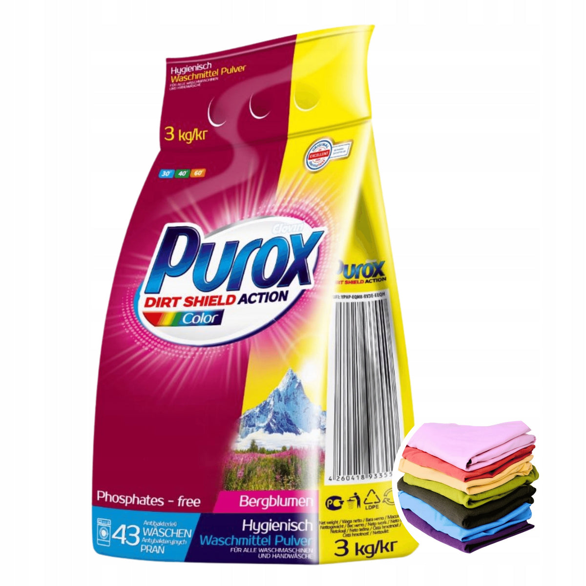 Purox Color Washing Powder For Color 3 Kg 43 Washing Packaging status original